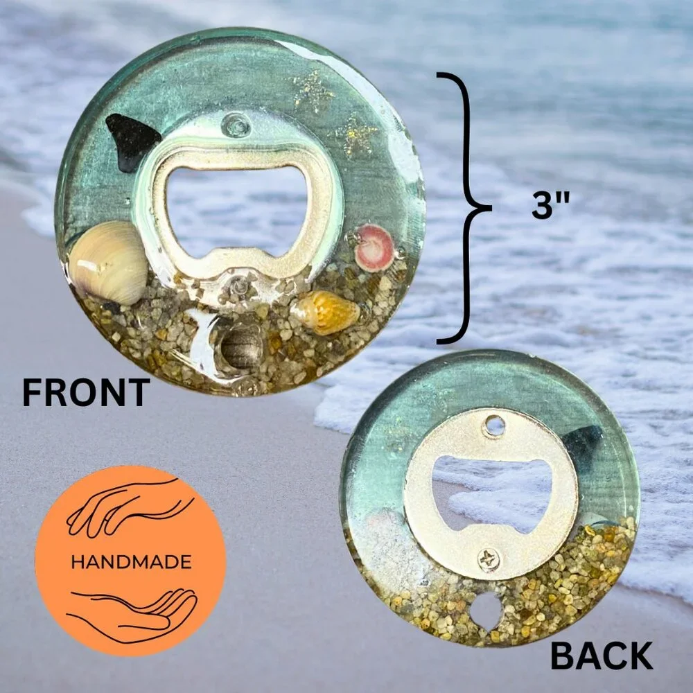 Handmade Seashell and Shark Tooth Bottle Opener